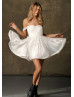 Off Shoulder Ivory Tulle Pleated Party Dress